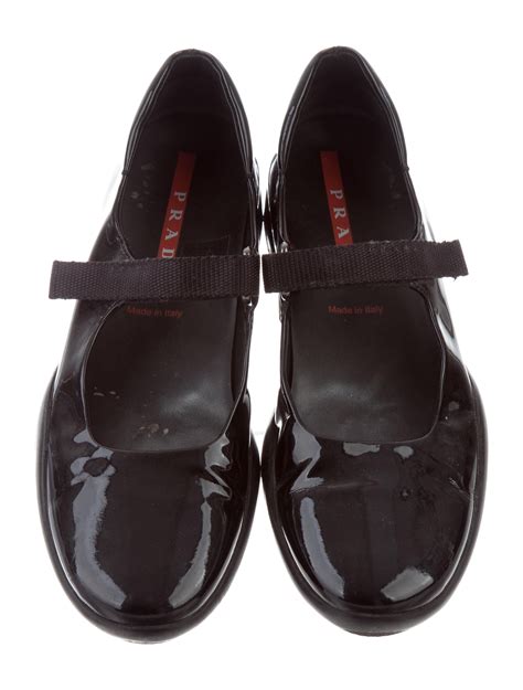 prada black patent flats|prada mary jane flats.